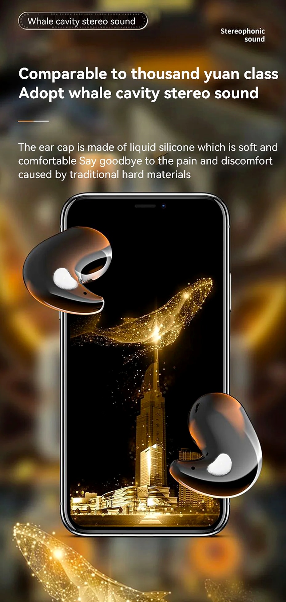 Y29 Bluetooth Sleep Earbuds IPX7 Waterproof Wireless — scale reference