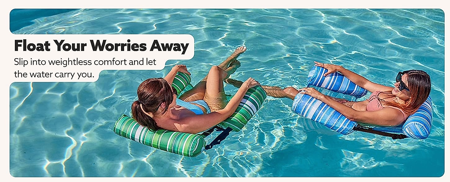 Sloosh Inflatable Pool Float Chairs, 2 Pack Floating Lounges — interior detail