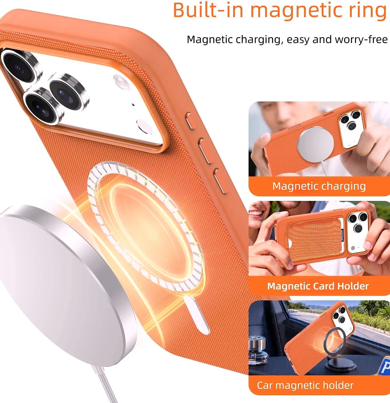 Techwoven Fabric Magnetic Phone Case for iPhone 15/16/17 — side view