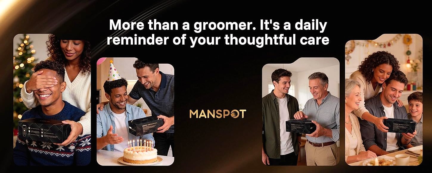 MANSPOT Groin Body Hair Trimmer with 4 Guards and Ceramic — side view