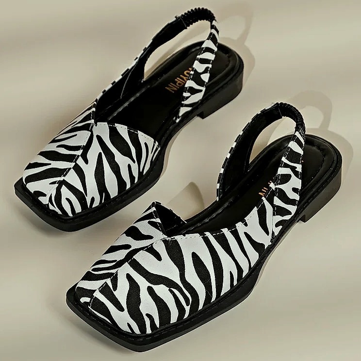 NAZSQ Leather Square Toe Sandals for Women — assembled view