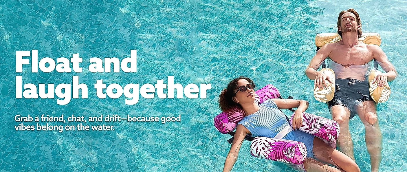Sloosh Inflatable Pool Float Chairs, 2 Pack Floating Lounges — feature highlights