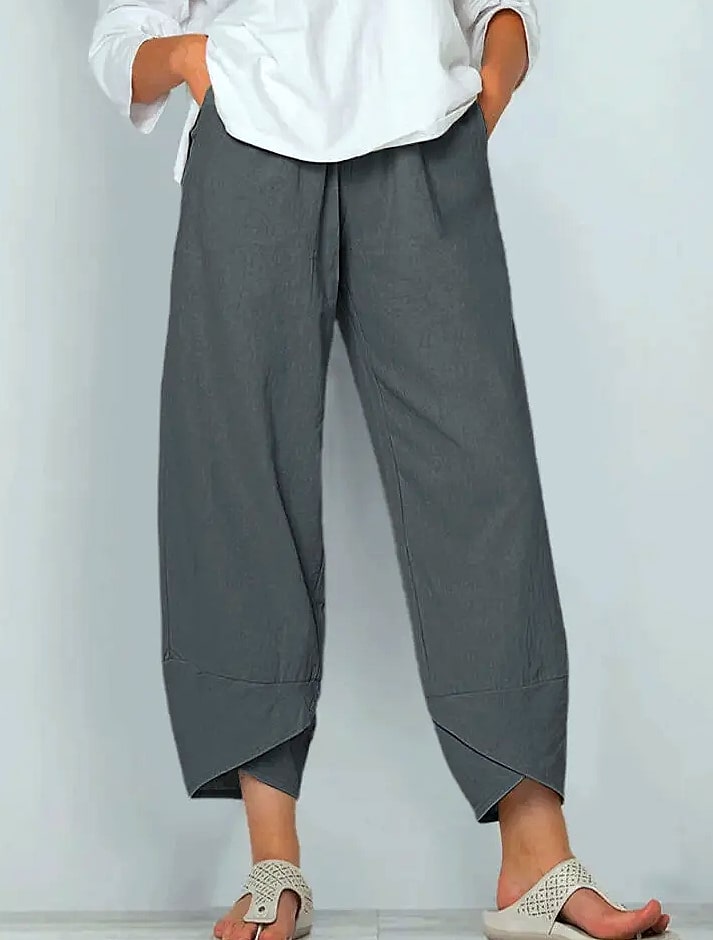 INSTYLISH Vintage Cotton Linen Harem Pants High Waist — close-up details
