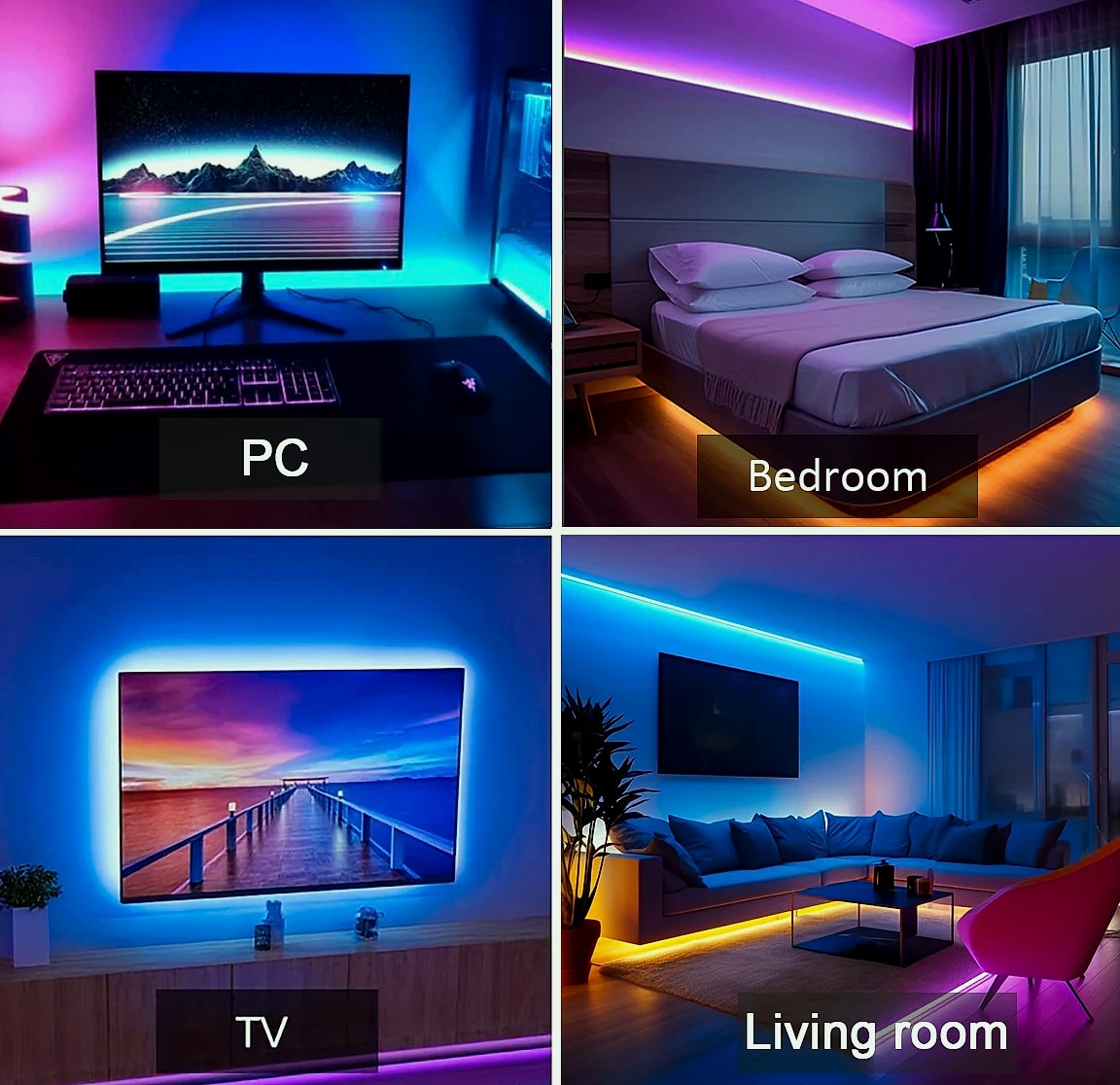GBKOF RGB LED Strip Lights 5M 10M 20M 30M App Control — scale reference