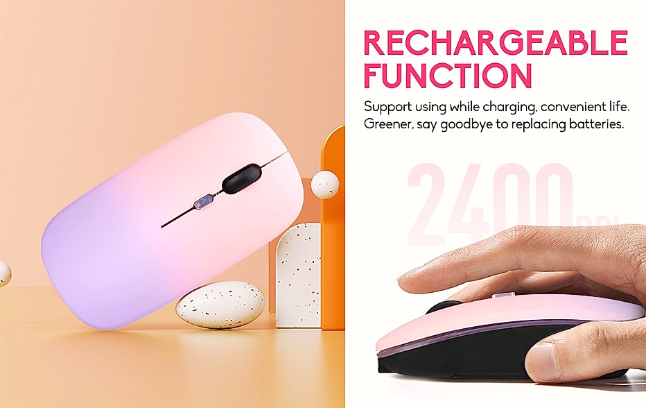 Guiheng Wireless Bluetooth Mouse, Dual Mode Rechargeable — parts overview