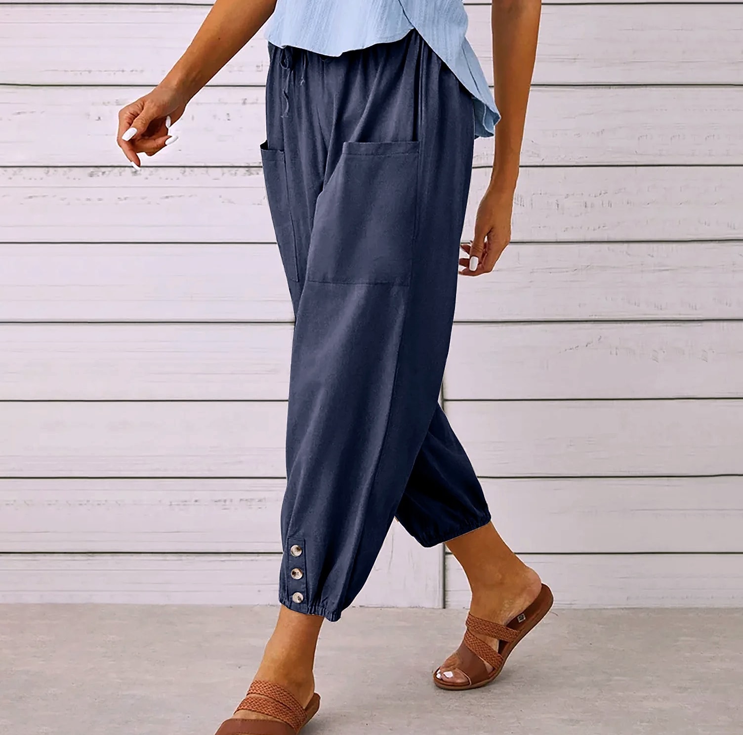 INSTYLISH Women's Cotton Linen Wide Leg Pants — feature highlights