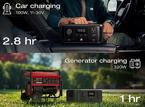 EcoFlow River 3 230Wh Portable Power Station with AC output — close-up details