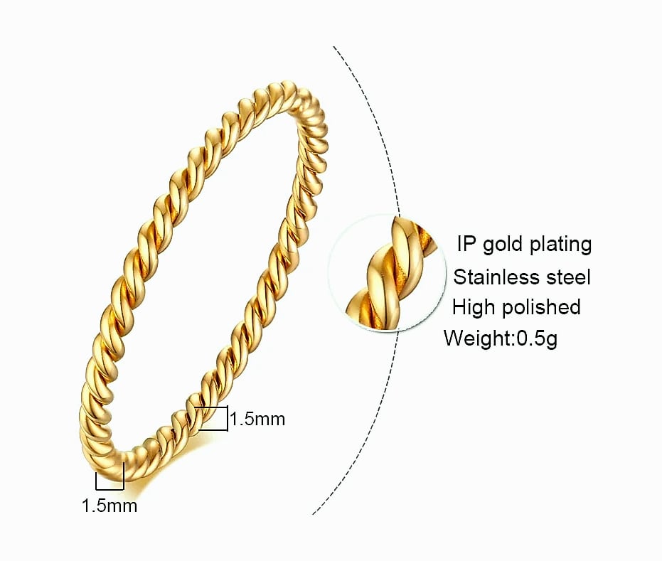 Myfresty Twisted Rope Slim Ring for Women, Stainless Steel — build progress