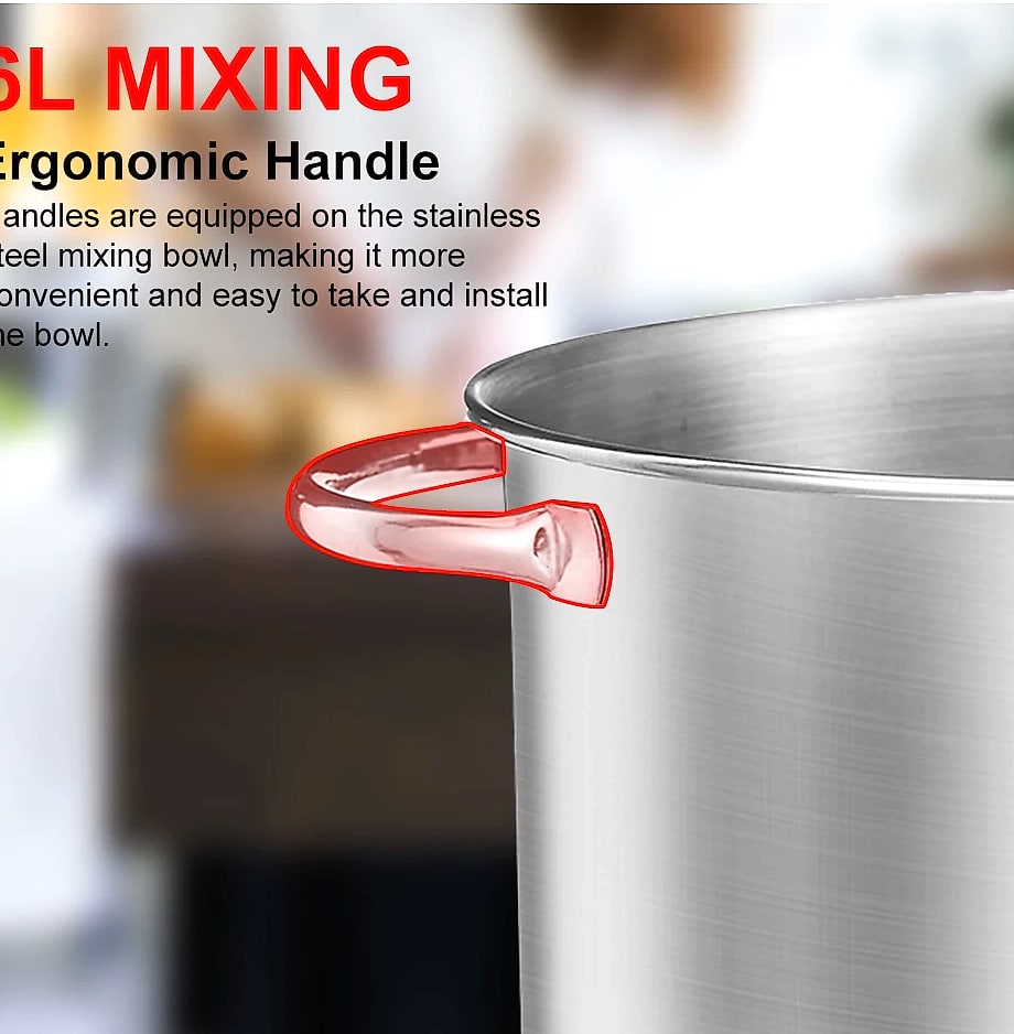 Biolomix 6L Stand Mixer, 1200W DC Motor, 6-Speed Dough — assembled view