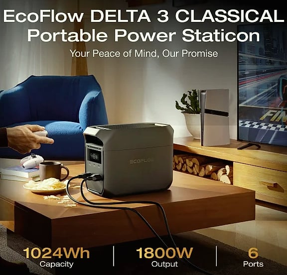 EcoFlow DELTA 3 1024Wh LiFePO4 Portable Power Station — size comparison