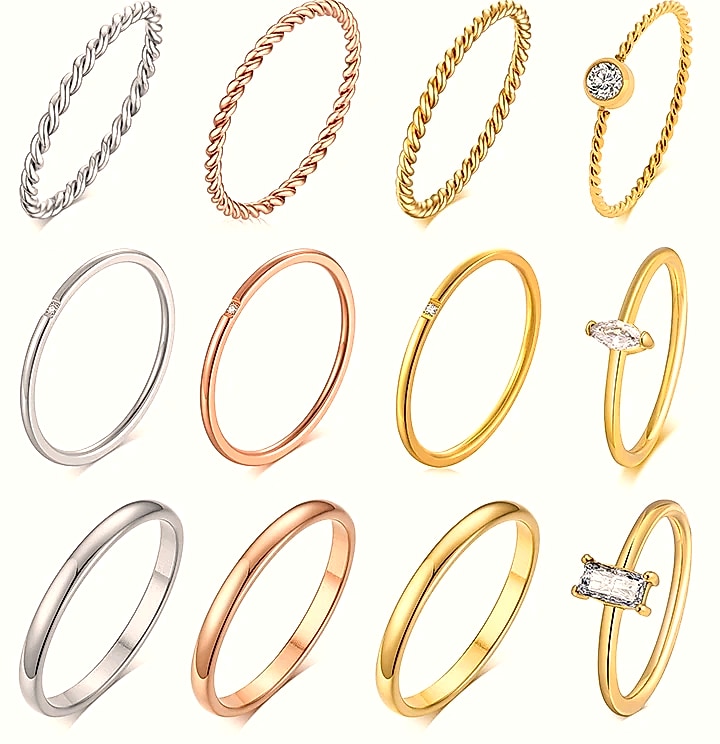 Myfresty Twisted Rope Slim Ring for Women, Stainless Steel — close-up details