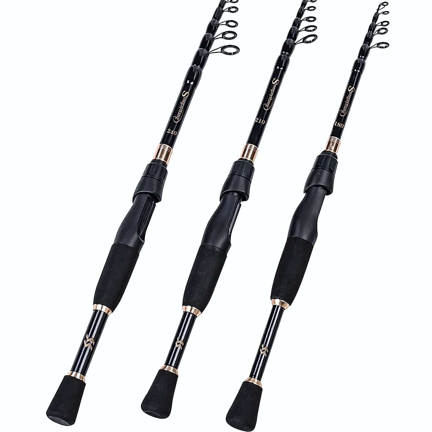 Sougayilang Telescopic Spinning Fishing Rod Carbon Fiber — assembled view