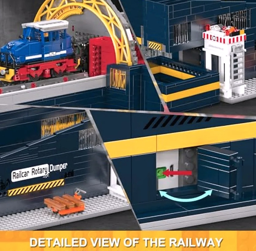 Mould King 17094 Railcar Rotary Dumper Building Set — scale reference