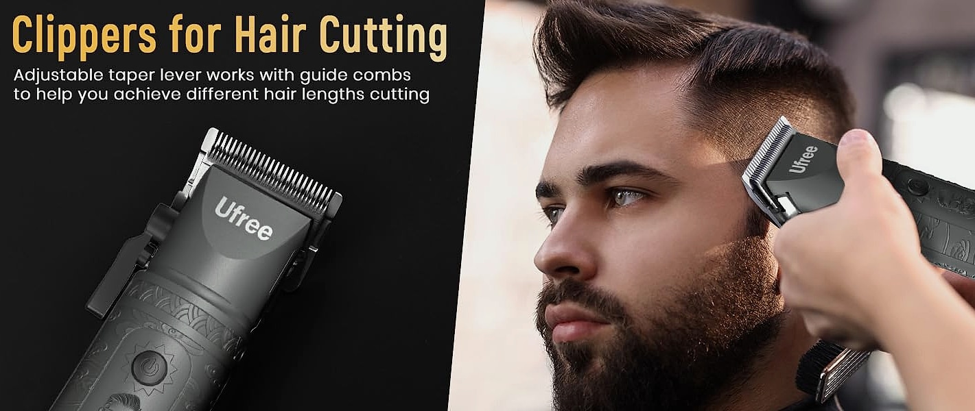 Ufree Cordless Beard Trimmer and Hair Clipper Grooming Kit — package contents