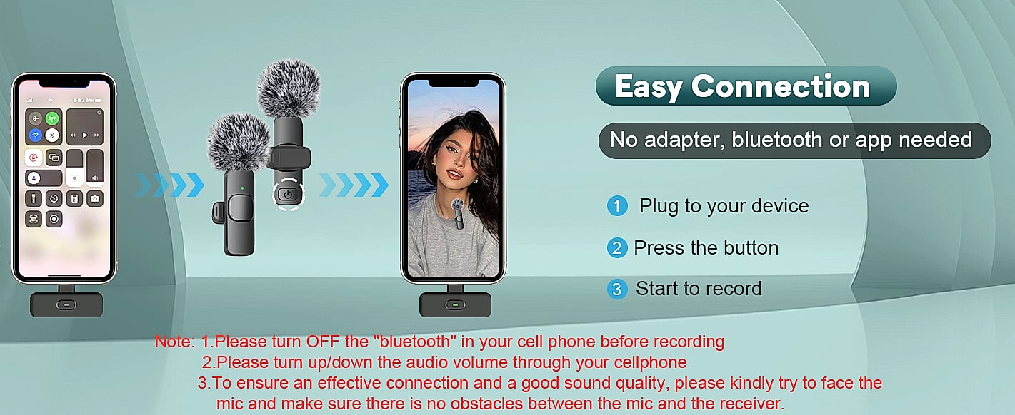MAYBESTA Wireless Lavalier Microphone 2 Pack for iPhone — scale reference