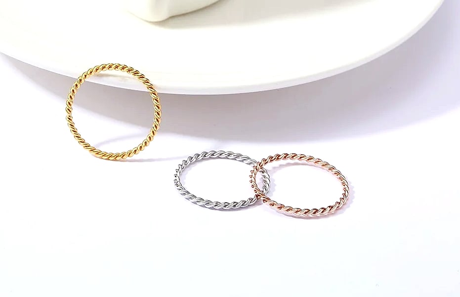 Myfresty Twisted Rope Slim Ring for Women, Stainless Steel — parts overview