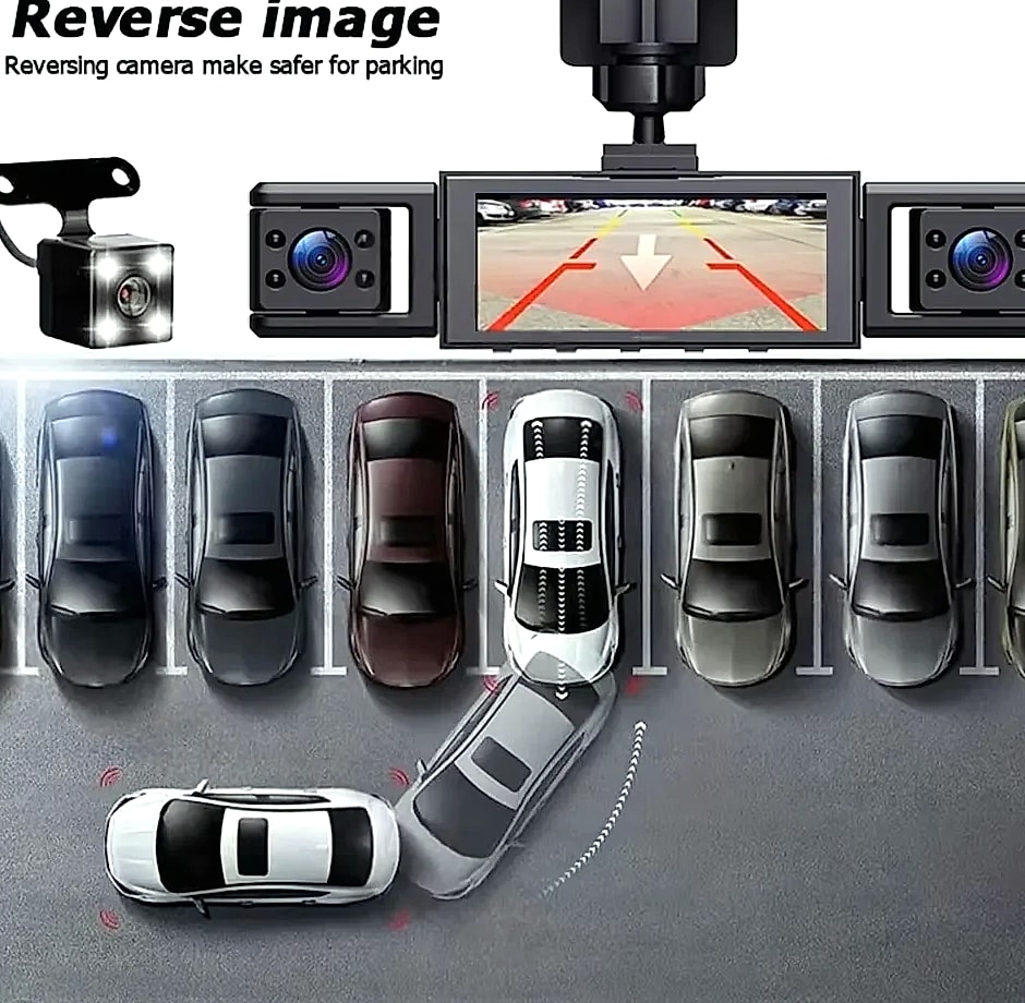 Kolvt 4 Channel 1080P Dash Cam with Front Rear Side Cameras — side view