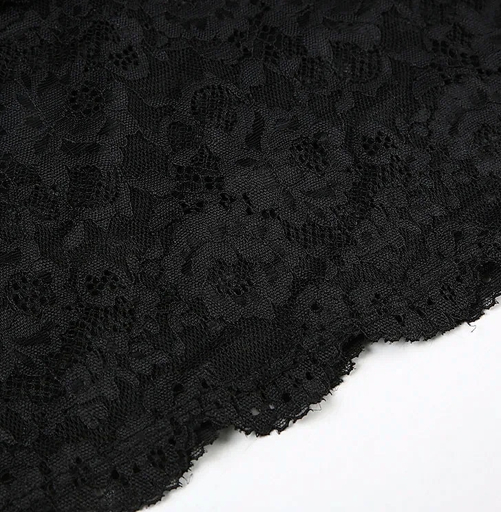 Grosfairy Lace Mini Dress with Spaghetti Straps and Flower — size comparison
