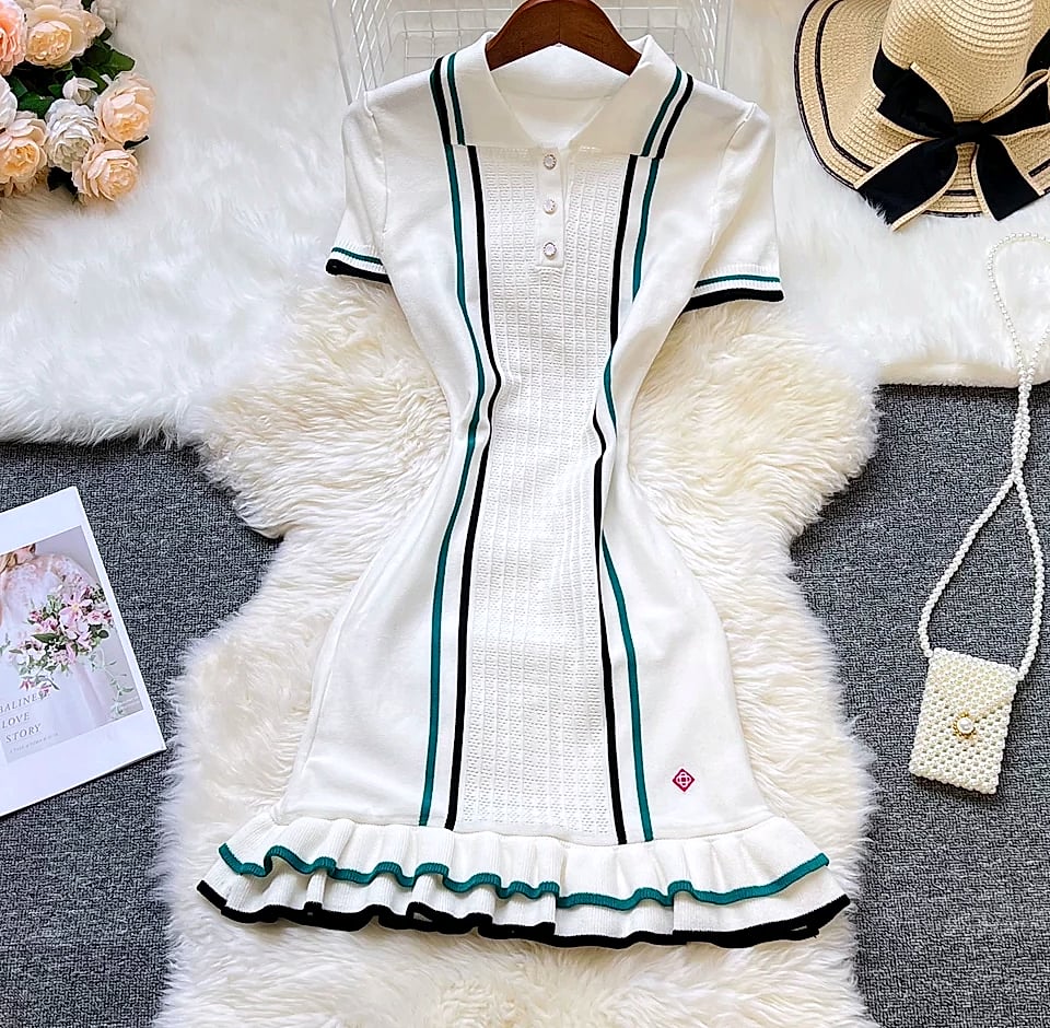 YUOOMUOO Knitted Mini Dress with Ruffle Hips — scale reference