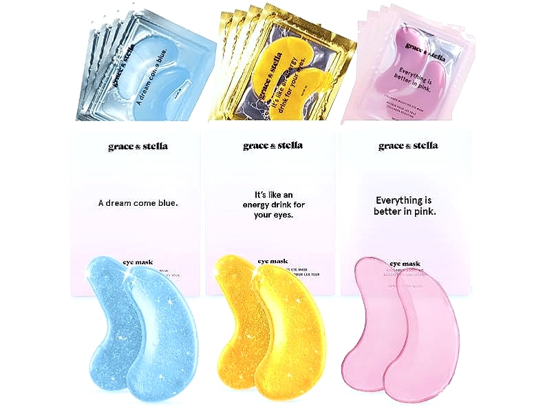 Grace & Stella Gold Under Eye Mask for Dark Circles, 24 — package contents