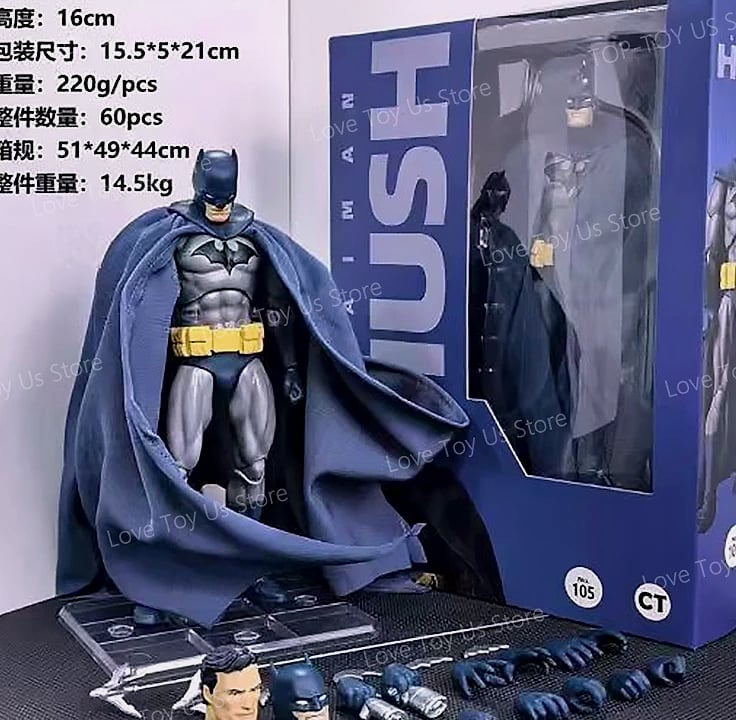 Hot Toys Mafex 105 Batman Hush Blue Version action figure — parts overview