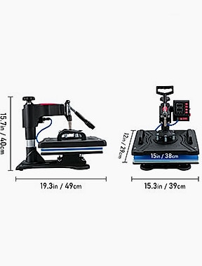 SucceBuy 5-in-1 Heat Press Machine 12x15in Clamshell — interior detail