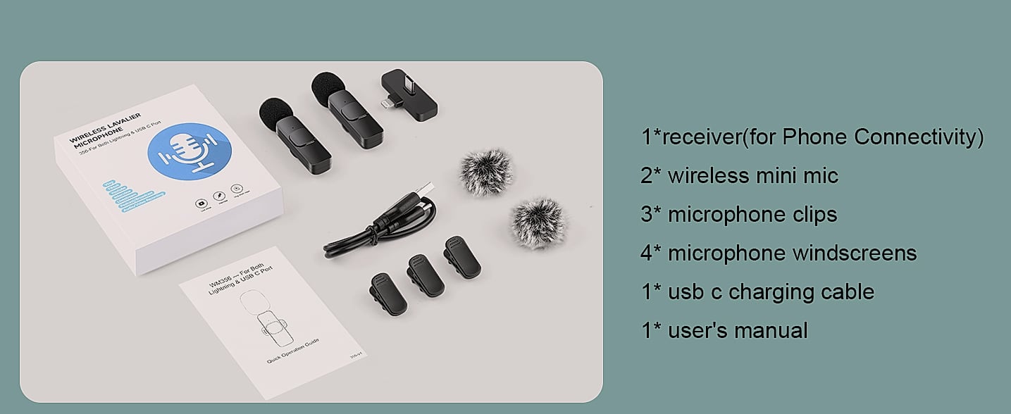 MAYBESTA Wireless Lavalier Microphone 2 Pack for iPhone — interior detail