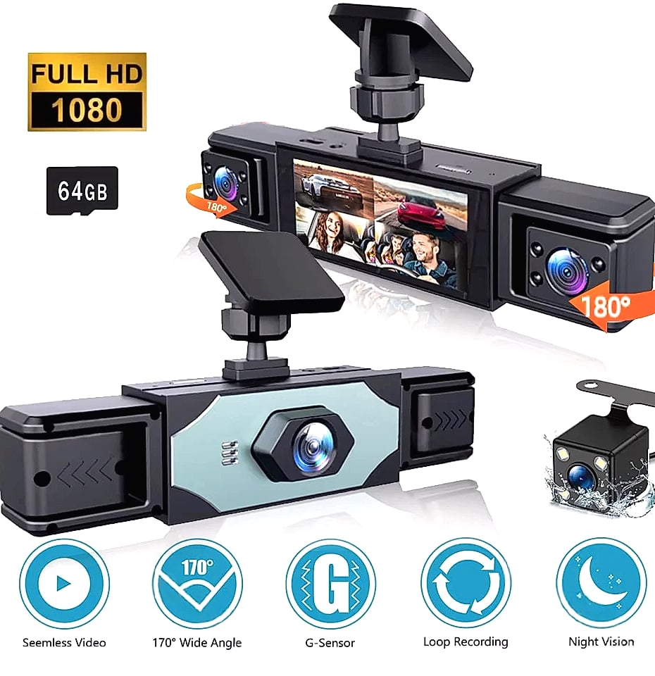 Kolvt 4 Channel 1080P Dash Cam with Front Rear Side Cameras — package contents
