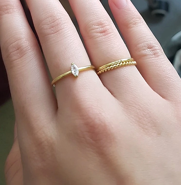Myfresty Twisted Rope Slim Ring for Women, Stainless Steel — feature highlights