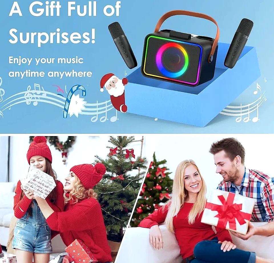 Portable Bluetooth Karaoke Speaker with 2 Wireless — parts overview
