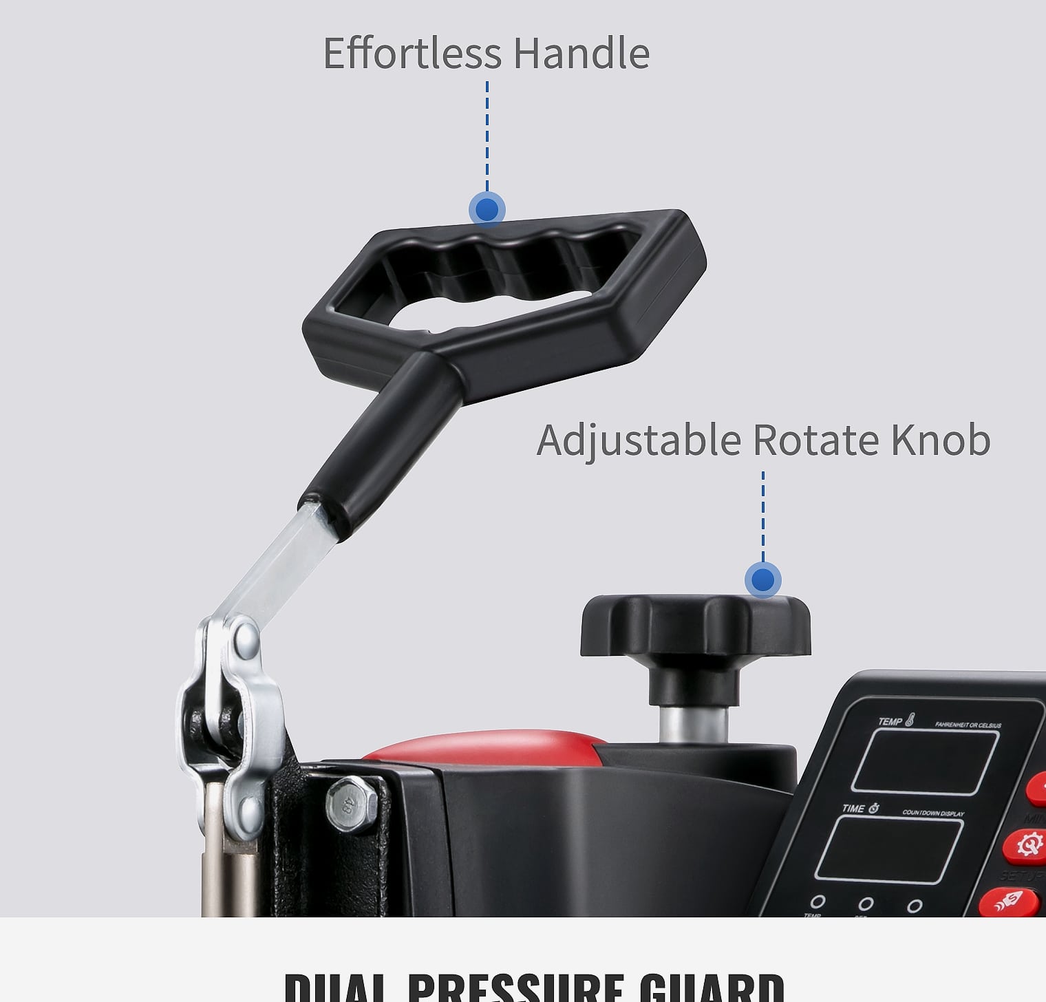 SucceBuy 5-in-1 Heat Press Machine 12x15in Clamshell — parts overview