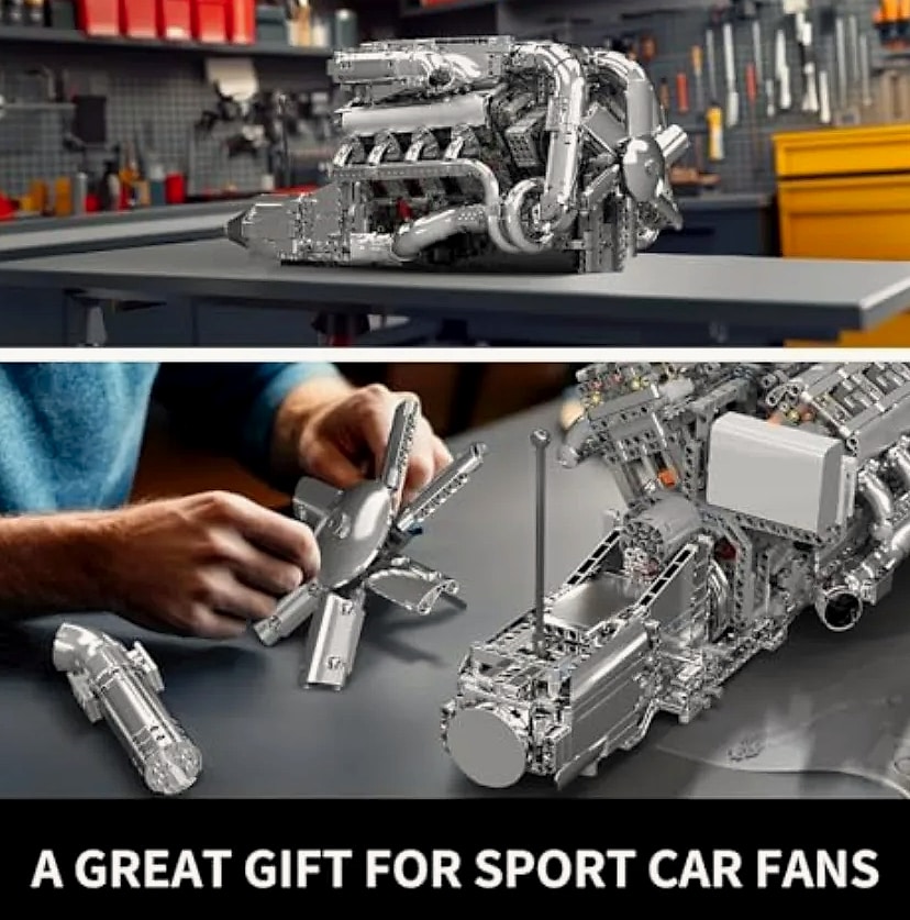 Mould King V8 Twin-Turbo Engine Model Kit 2899 Pieces — side view