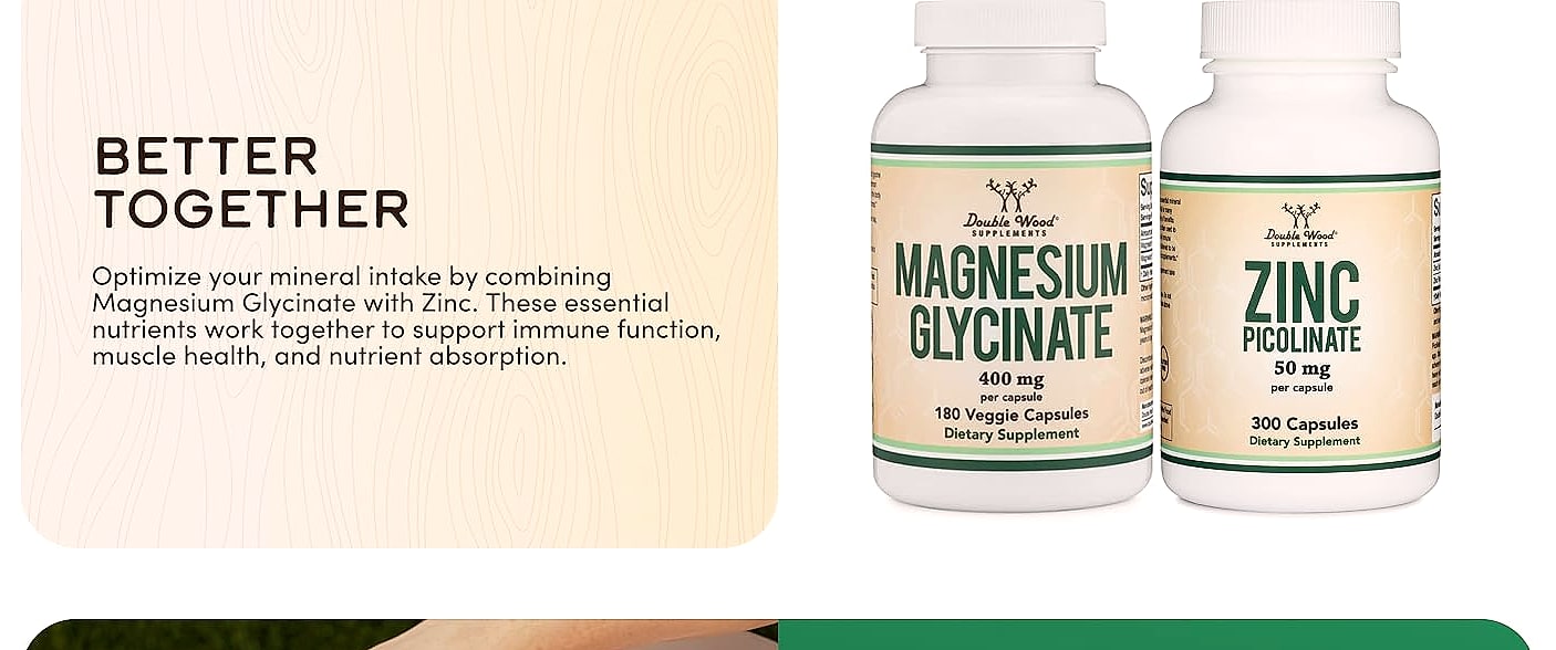 Double Wood Supplements Magnesium Glycinate 400mg, 180 — scale reference
