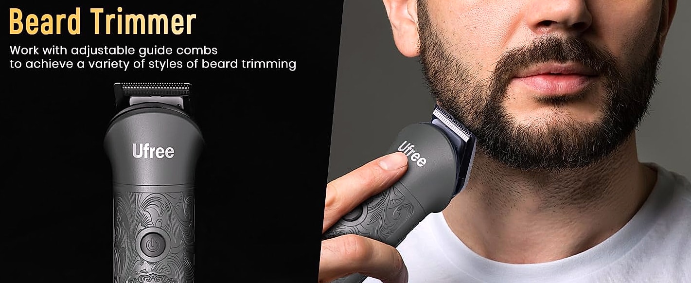 Ufree Cordless Beard Trimmer and Hair Clipper Grooming Kit — close-up details