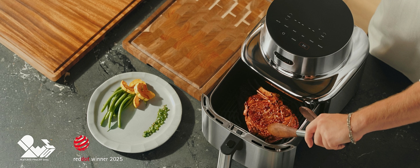 Cosori 9-in-1 Air Fryer 6 Qt, PFAS-Free Ceramic Cooking — close-up details