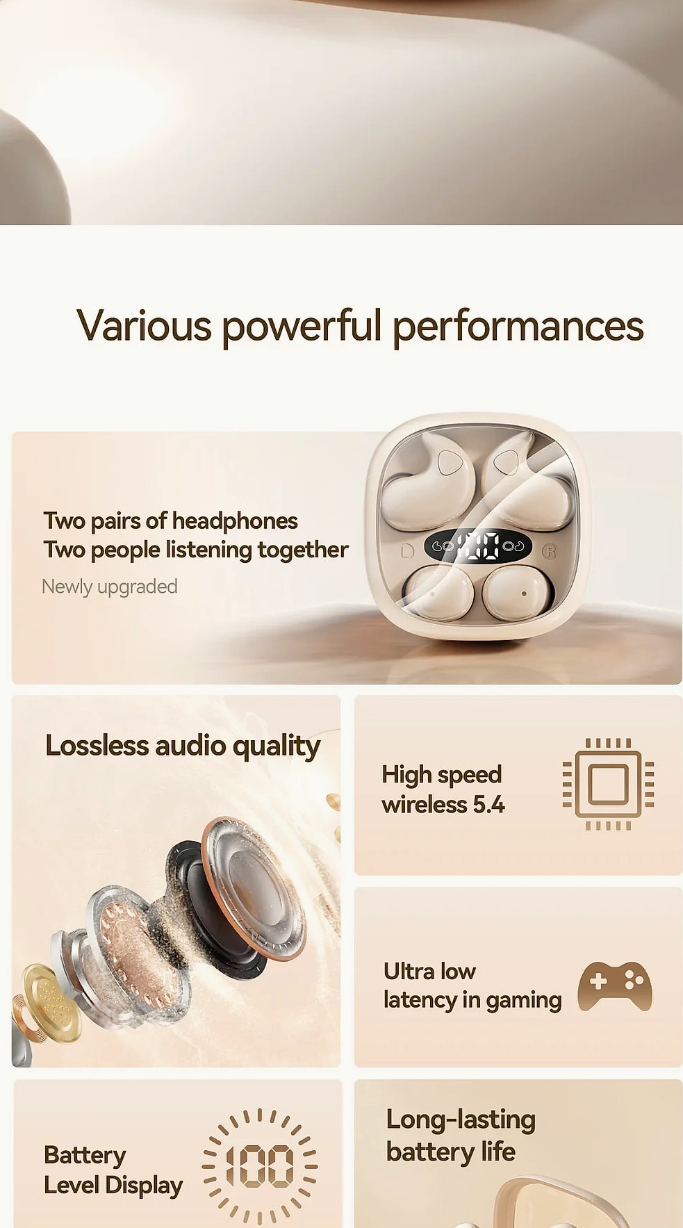 ESTG M126 Sleep Earbuds Bluetooth Headset Comfortable Wear — assembled view
