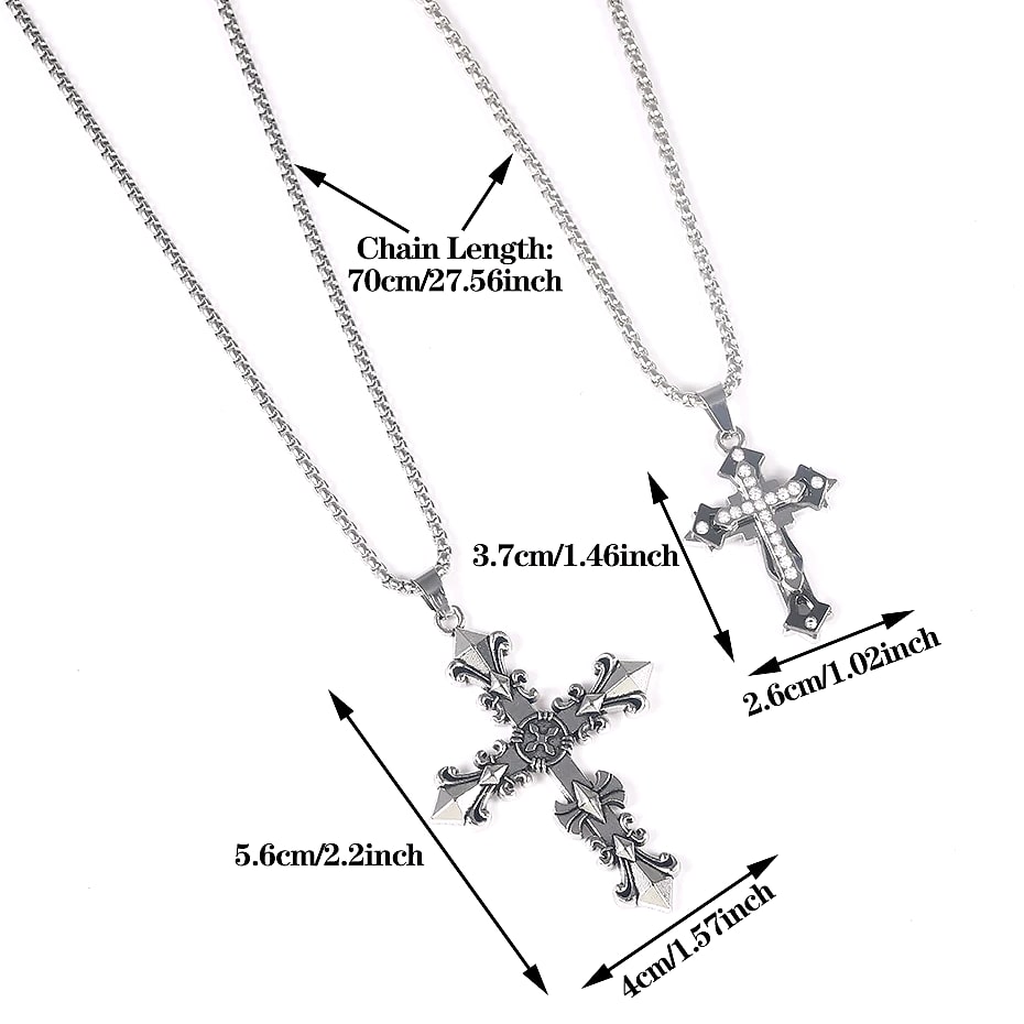 Dress-Up Vintage Cross Pendant Necklace Men Gothic Style — package contents