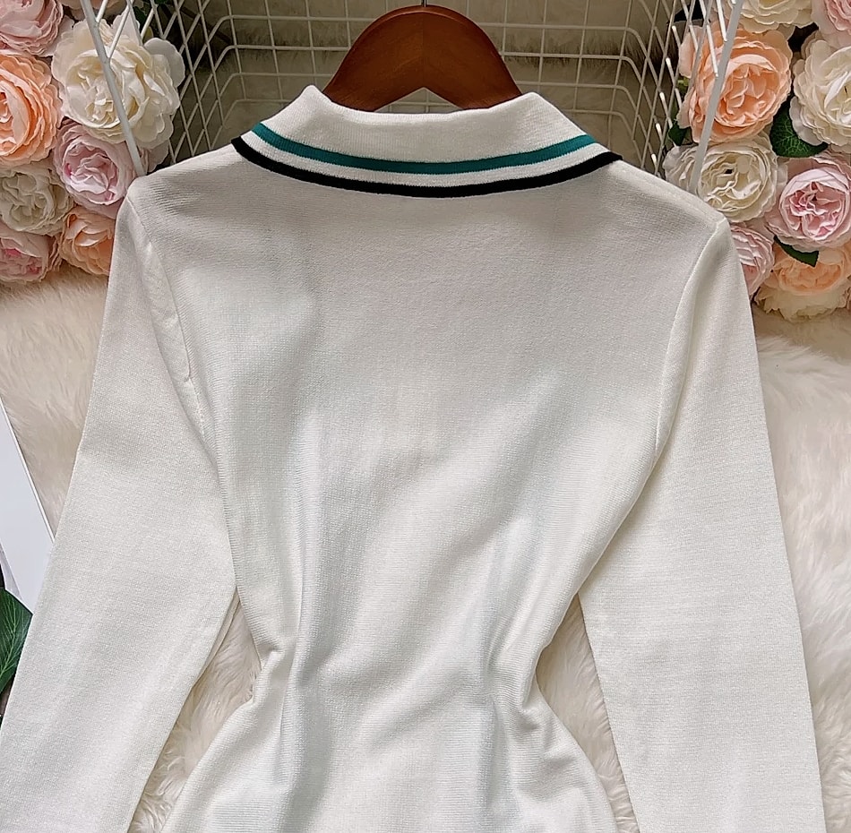 YUOOMUOO Knitted Mini Dress with Ruffle Hips — assembled view