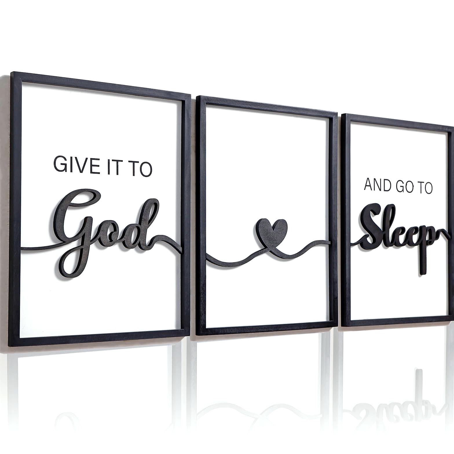 KIOSSUT 3D Wood Give it to God and Go to Sleep Wall Sign Set