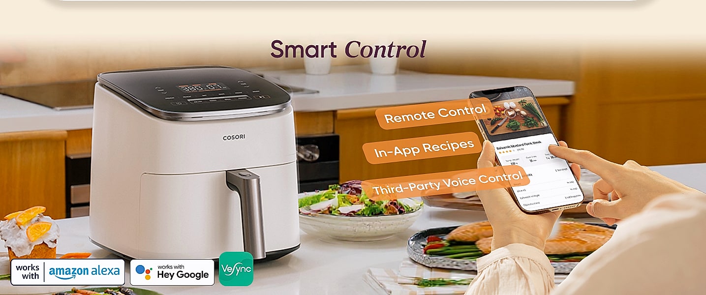 Cosori 9-in-1 Air Fryer 6 Qt, PFAS-Free Ceramic Cooking — parts overview