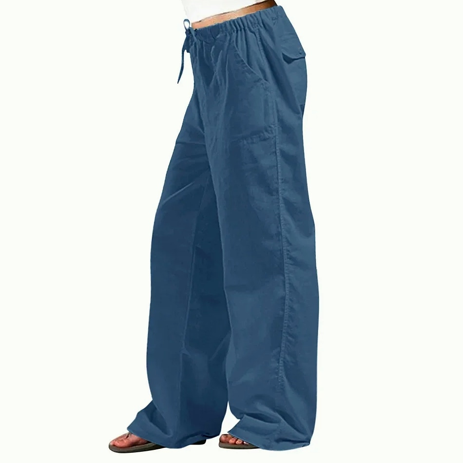FURCW Women's Cotton Linen High Waist Loose Casual Pants — side view