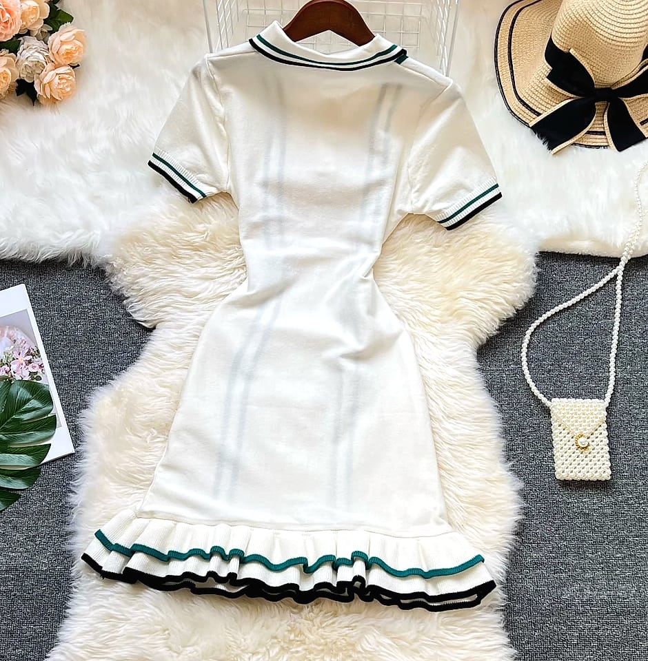 YUOOMUOO Knitted Mini Dress with Ruffle Hips — package contents