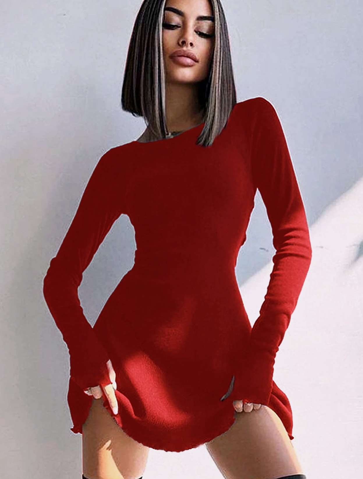 Women's Long Sleeve Bodycon Mini Dress — package contents