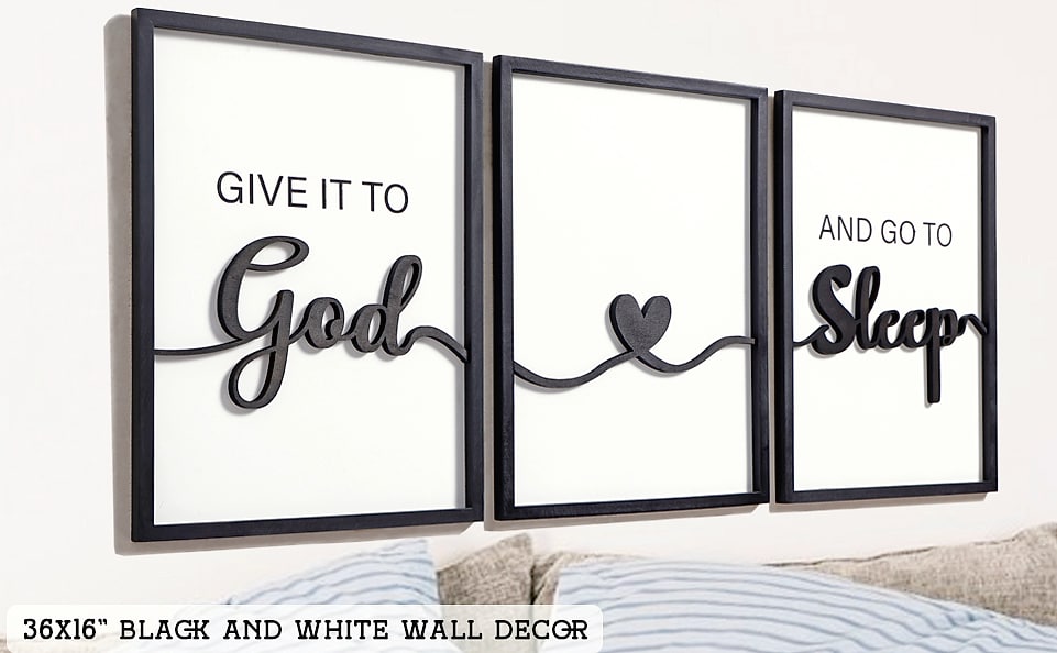 KIOSSUT 3D Wood Give it to God and Go to Sleep Wall Sign Set — assembled view