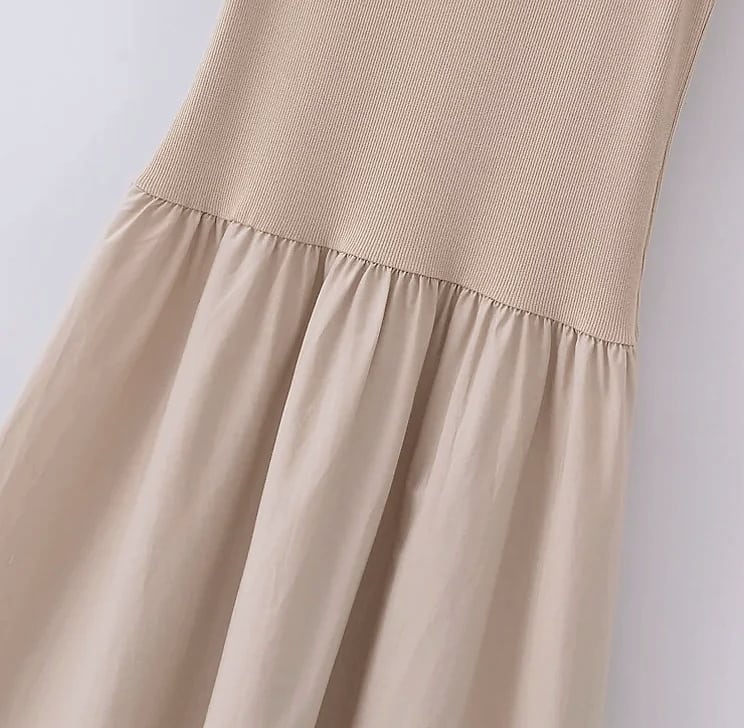 HXAO Women's Sleeveless Long Dress Black Khaki — interior detail