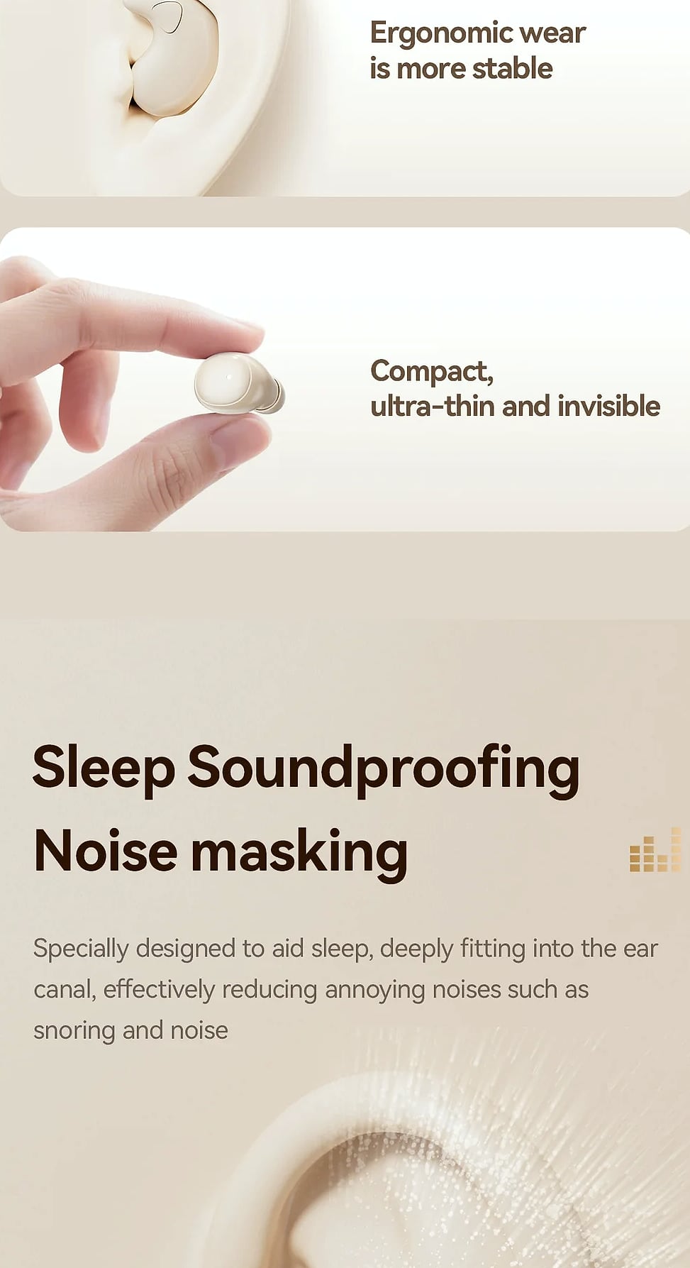 ESTG M126 Sleep Earbuds Bluetooth Headset Comfortable Wear — side view