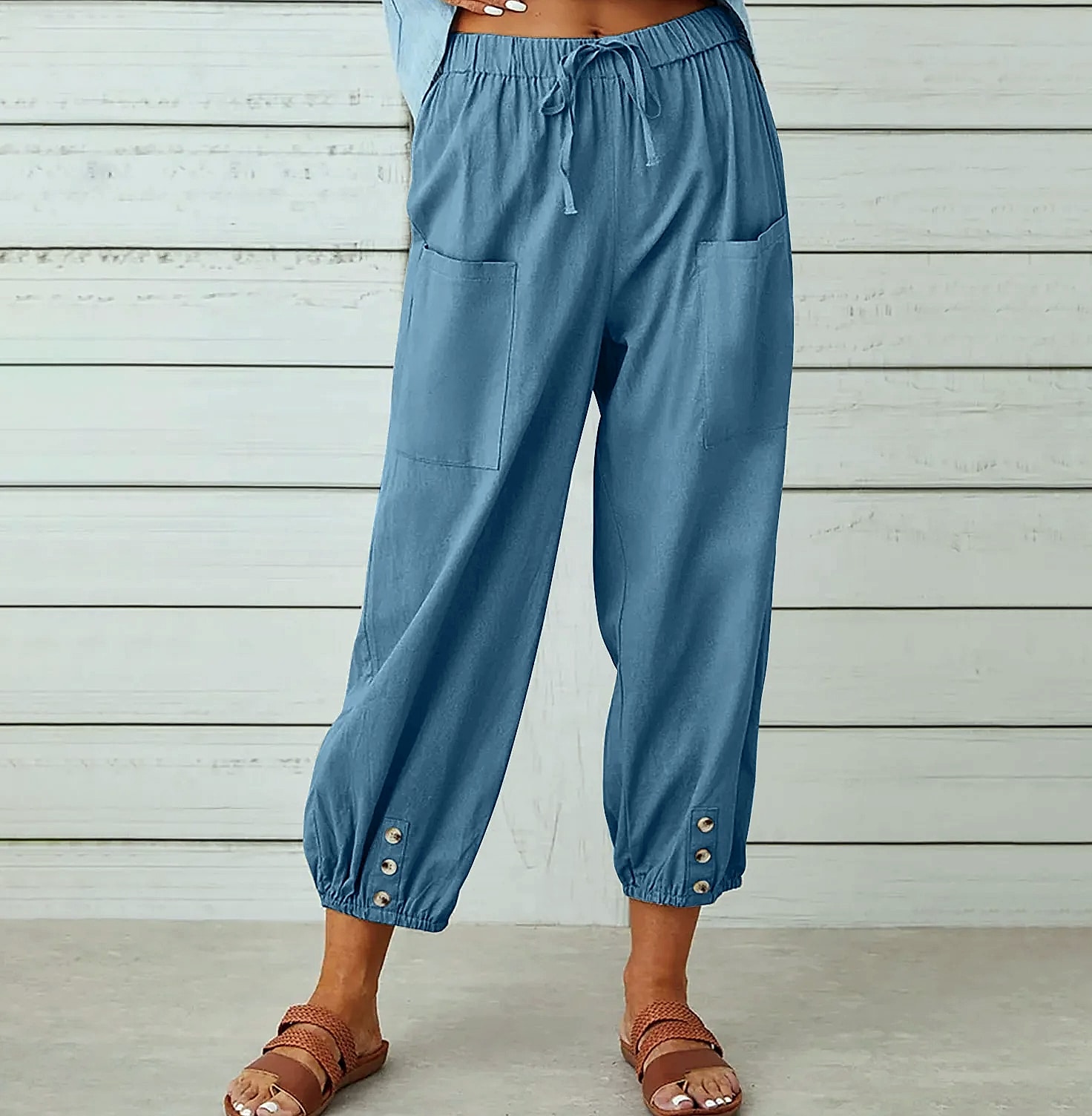 INSTYLISH Women's Cotton Linen Wide Leg Pants — package contents