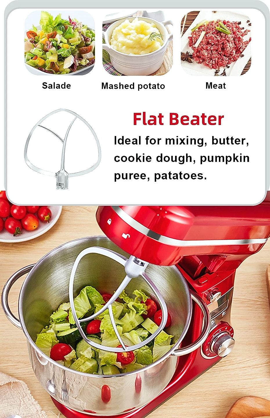 Biolomix 6L Stand Mixer, 1200W DC Motor, 6-Speed Dough — scale reference