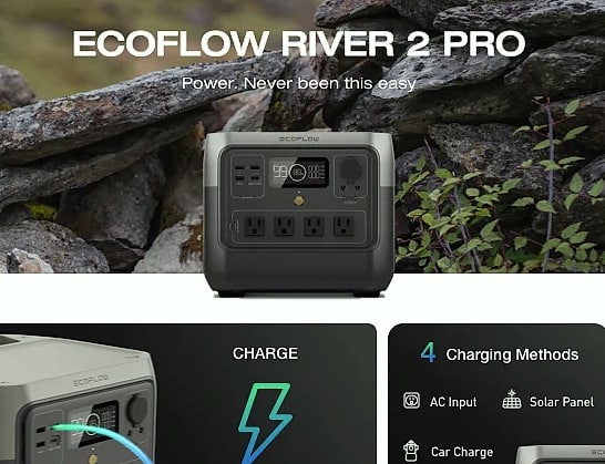 ECOFLOW RIVER 2 Pro 716Wh portable power station solar — size comparison