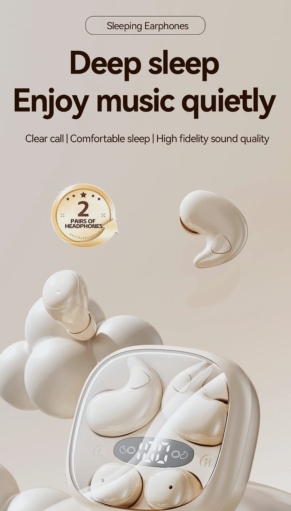 ESTG M126 Sleep Earbuds Bluetooth Headset Comfortable Wear — package contents